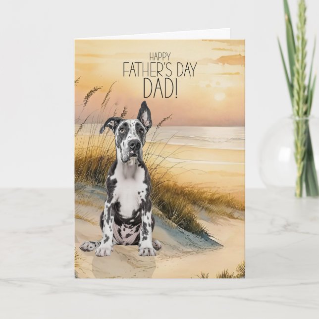 Cartão De Festividades Great Dane Dog Sunset Beach Father's Day (Frente)