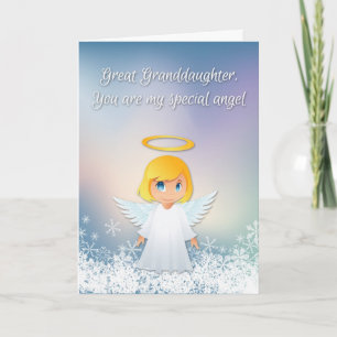 Cartão De Festividades Great Granddaughter Angel, Christmas Greeting