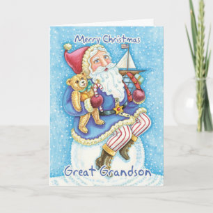 Cartão De Festividades Great Grandson Christmas Card With Cute Santa And
