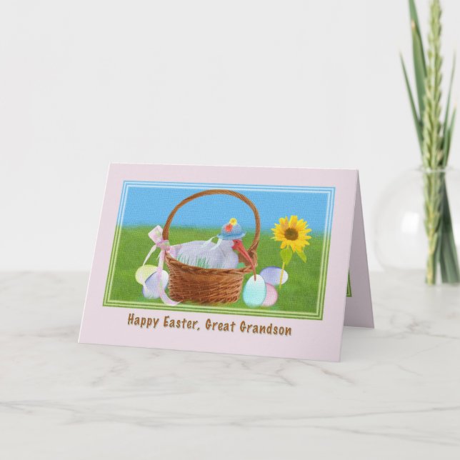 Cartão De Festividades Great Grandson's Easter Card with Ibis and Basket (Frente)