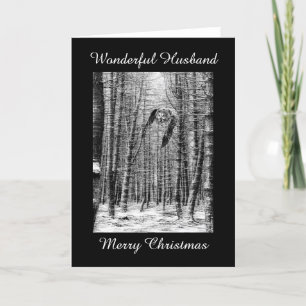 Cartão De Festividades Great grey owl photograph Christmas Husband card
