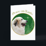 Cartão De Festividades Great Pyrenees Peace<br><div class="desc">Peace on Earth. Show your reason for the season with your Great Pyrenees in this unique dog design accented with green and gold. Goes great on an ornament,  greeting card or sticker.</div>