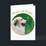 Cartão De Festividades Great Pyrenees Peace<br><div class="desc">Peace on Earth. Show your reason for the season with your Great Pyrenees in this unique dog design accented with green and gold. Goes great on an ornament,  greeting card or sticker.</div>