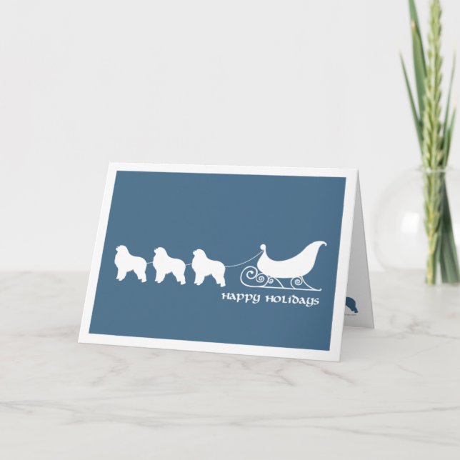 Cartão De Festividades Great Pyrenees Pulling Santa's Sleigh (Frente)