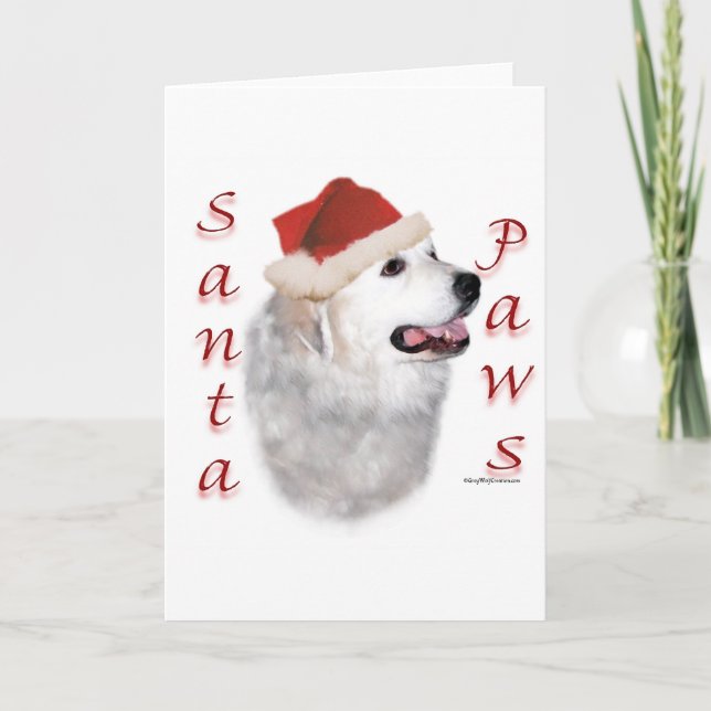 Cartão De Festividades Great Pyrenees Santa Paws (Frente)