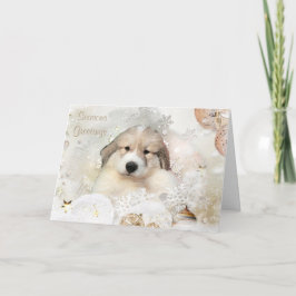 Cartão De Festividades Great Pyrenees Watercolor Puppy Holiday Card