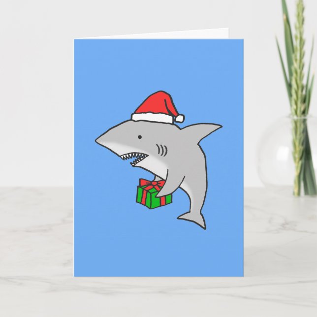 Cartão De Festividades Great White Shark Christmas Card (Frente)