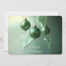 Green Christmas Ball Holiday Card