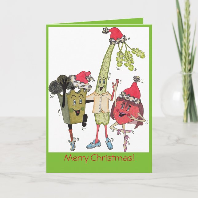 Cartão De Festividades Green 'Crunchy' Christmas Card (Frente)