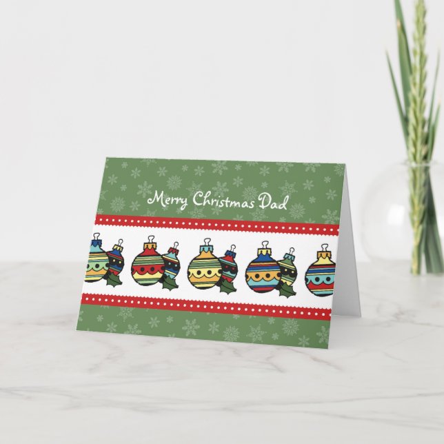 Cartão De Festividades Green Decorations Dad Merry Christmas Card (Frente)