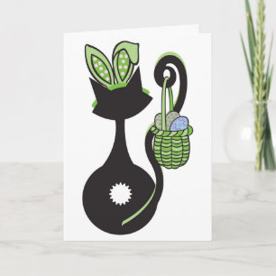 Cartão De Festividades Green Easter Kitty Card
