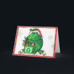 Cartão De Festividades Green Environment Christmas Santa Frog Card<br><div class="desc">Cute Christmas message promoting a greener environmentally friendly Holiday! This original design by Jamie Wogan Edwards is available on t-shirts as well as cloth gift bags,  coffee mugs,  buttons and greeting cards.</div>