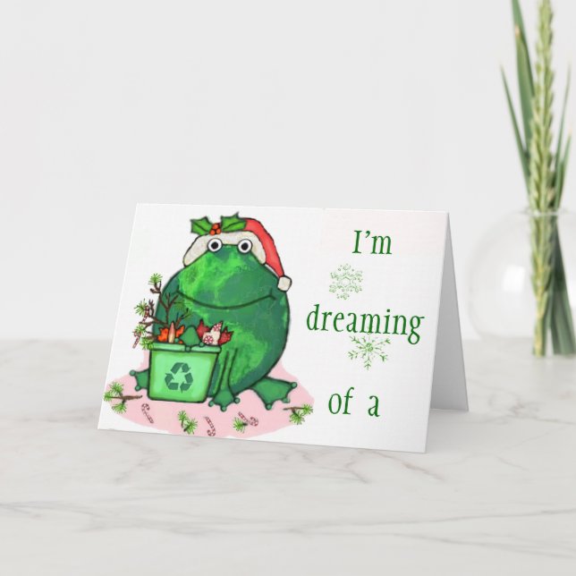 Cartão De Festividades Green Environment Christmas Santa Frog Card (Frente)