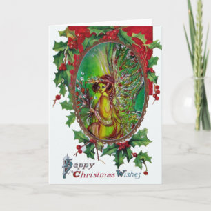 Cartão De Festividades GREEN FAIRY Happy Christmas Wishes