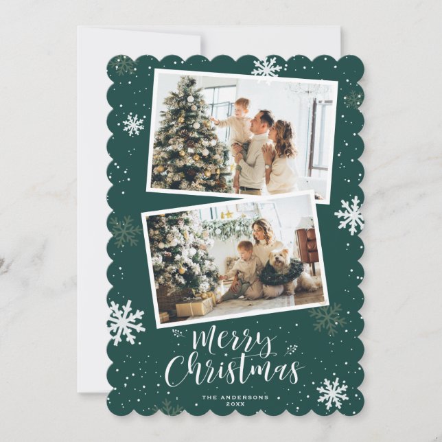 Cartão De Festividades Green Felry Christmas 2 Photo (Frente)