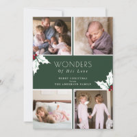 Green Four Photo Christmas Holly