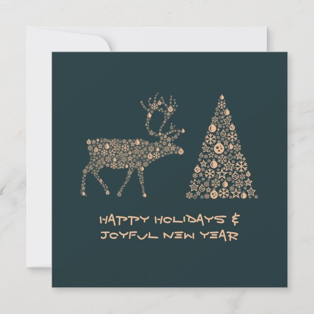 Cartão De Festividades Green greeting card HAPPY HOLIDAYS JOYFUL NEW YEAR (Frente)
