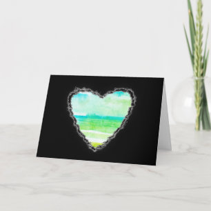 Cartão De Festividades Green Heart Valentine Love Romance Card