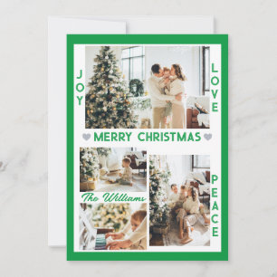 Cartão De Festividades Green Joy Love Peace Personalizada Foto de Natal