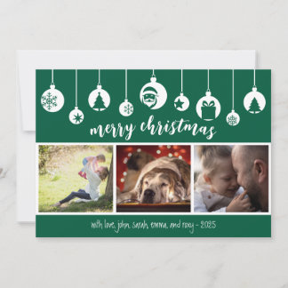 Cartão De Festividades Green Merry Christmas Hanging Ornament Photo