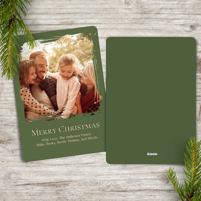 Cartão De Festividades Green Merry Christmas Simple Photo  (Green Merry Christmas Simple Photo Card)