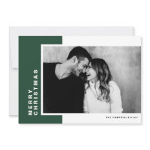 Green Modern Color Block Merry Christmas Photo