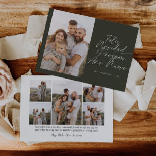 Cartão De Festividades Green Modern Feliz Navidad Script Natal