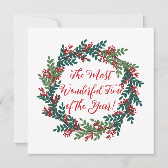 Cartão De Festividades Green Red Berry Maravilhosa Festa de Natal (Frente)