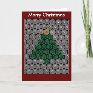 Cartão De Festividades Green shotgun shell tree Christmas Card