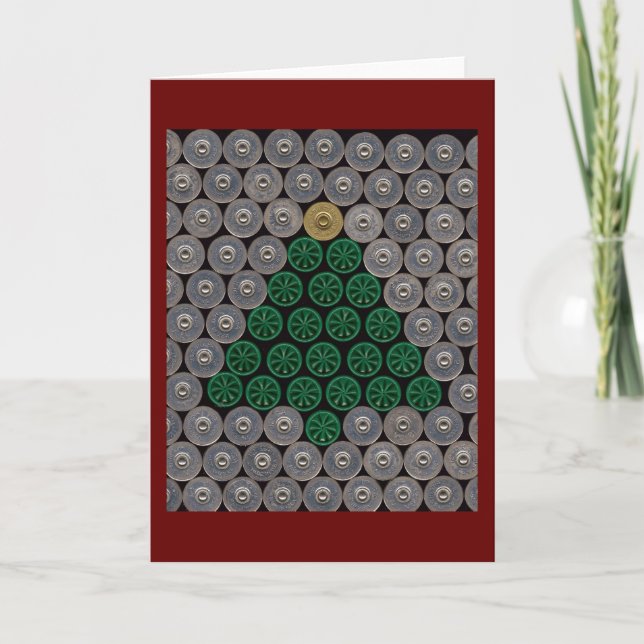 Cartão De Festividades Green shotgun shell tree Christmas Card (Frente)