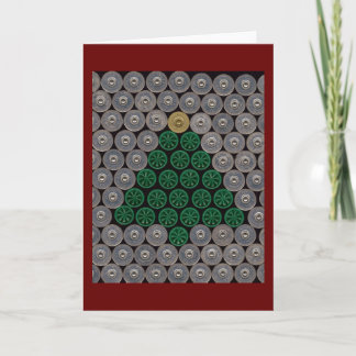 Cartão De Festividades Green shotgun shell tree Christmas Card