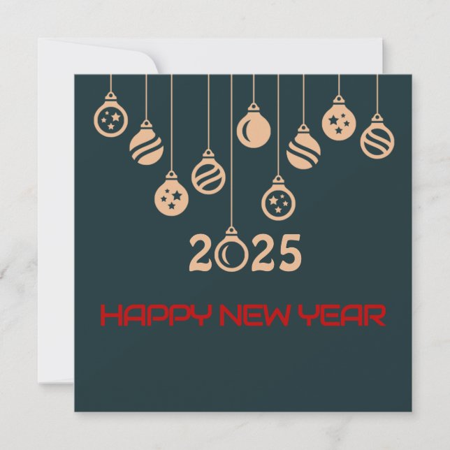 Cartão De Festividades Green Square wish card New Year Christmas ball (Frente)