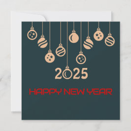 Cartão De Festividades Green Square wish card New Year Christmas ball