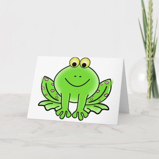 Cartão De Festividades Green_Valentine_Frog_with_pink_hearts.png (Frente)