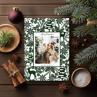 Cartão De Festividades Green Winter Forest One Photo Christmas Card