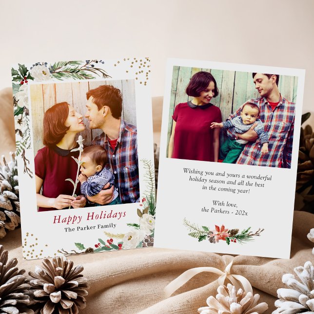 Cartão De Festividades Greenerescência Botânica de inverno Marfim Natal F (Criador carregado)