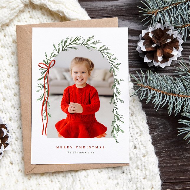 Cartão De Festividades Greenery Arch & Arco - Foto de Script Elegante (Criador carregado)