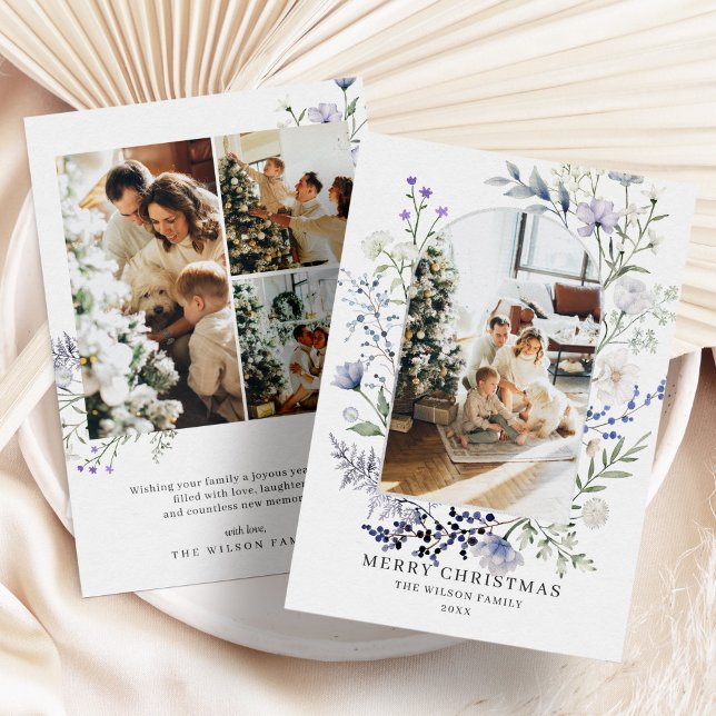 Cartão De Festividades Greenery Arch Modern Foto Natal (Criador carregado)