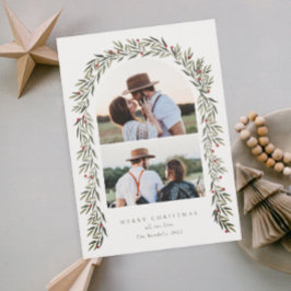 Cartão De Festividades Greenery Arch Modern Script 2 Foto Natal