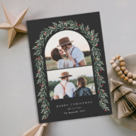 Cartão De Festividades Greenery Arch Modern Script 2 Foto Natal