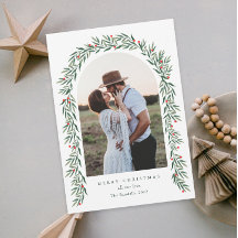Greenery Arch Modern Script Foto de Natal