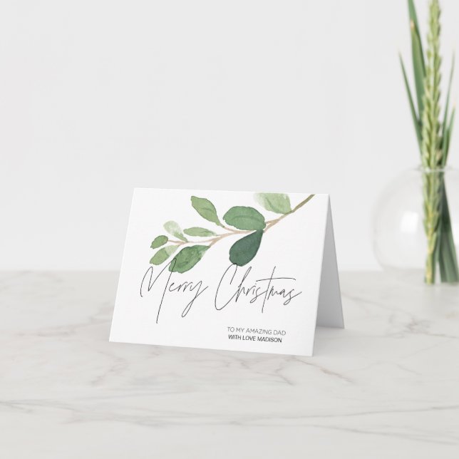 Cartão De Festividades Greenery Christmas Card for Dad Holiday Greeetings (Frente)