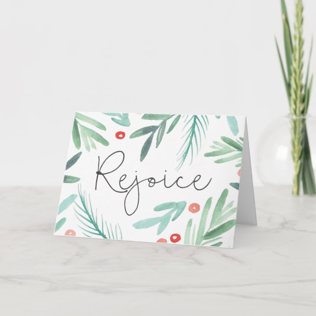 Cartão De Festividades Greenery de inverno (Frente)