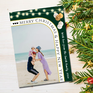 Cartão De Festividades Greenery Elegant Arch Family Foto de Natal
