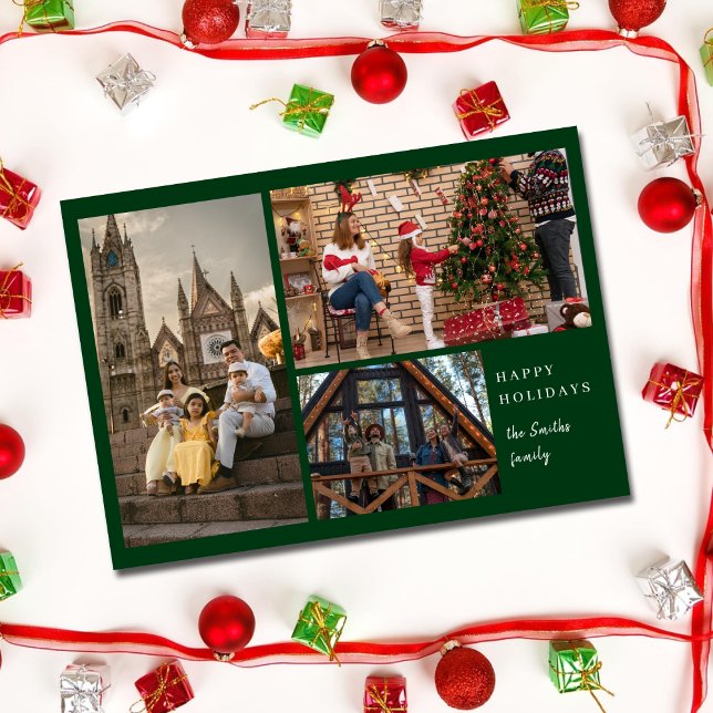 Cartão De Festividades Greenery Simple Elegant 3 Fotografia Mínima Natal (Criador carregado)