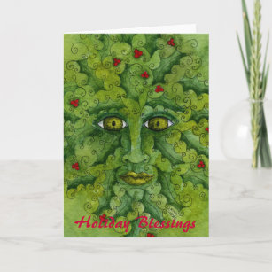 Cartão De Festividades Greenman Holly Card