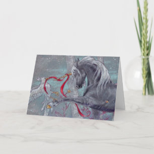 Cartão De Festividades Greeting Card - Holiday Unicorn Snow Bird