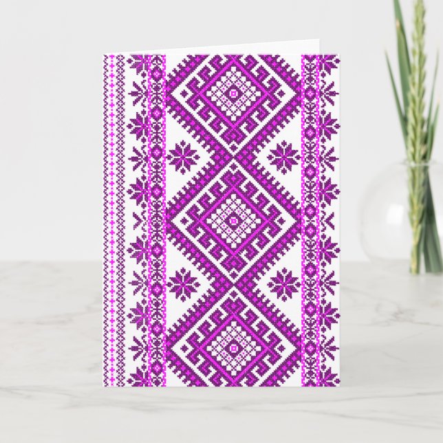 Cartão De Festividades Greeting Cards Ukrainian Cross Stitch Graphic (Frente)