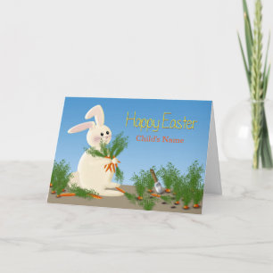 CARTÃO DE FESTIVIDADES GREETING DE BUNNY LESTE - PERSONALIZE O NOME DA CR