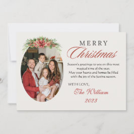 CARTÃO DE FESTIVIDADES GREETING DE NATAL DE FOTO PERSONALIZADO FLORAL VER